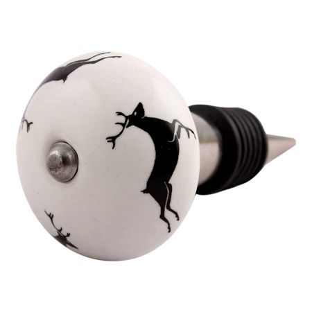 Black Runing Rein Deer Pattern Ceramic Wine Stopper